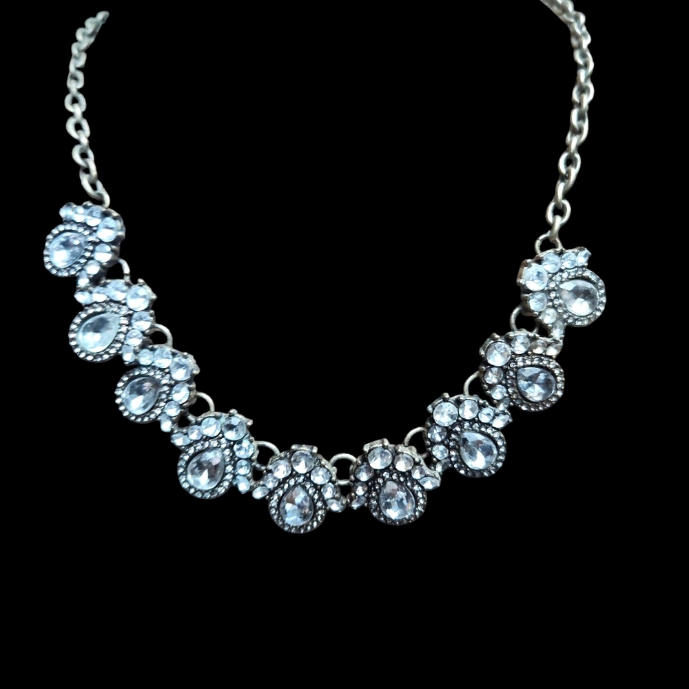Vintage 16-18" Rhinestone Choker In Brass